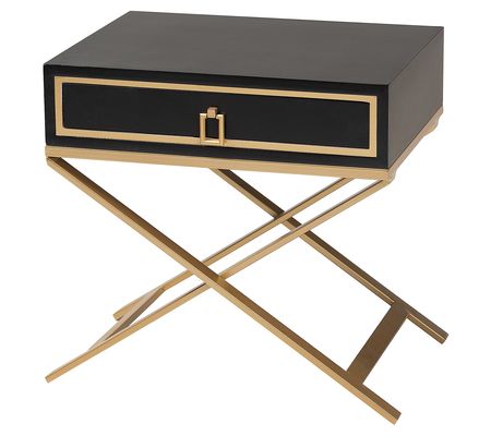 Baxton Studio Lilibet Black Wood and Gold Metal End Table