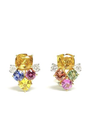 BAYCO 18kt yellow gold and platinum sapphire and diamond stud earrings - Silver