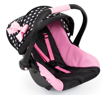 Bayer Design Dolls Deluxe Car Seat - Hearts Bla ck & Pink