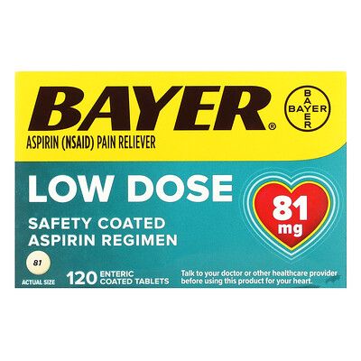 Bayer, Safety Coated Aspirin Regimen, Low Dose, 81 mg, 120 Enteric Coated Tablets