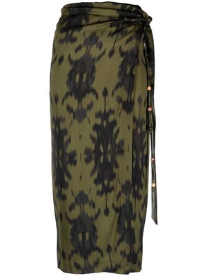 Bazar Deluxe abstract-print midi skirt - Green