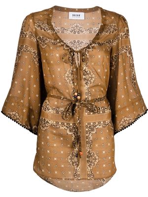 Bazar Deluxe belted paisley-print tunic - Brown