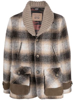 Bazar Deluxe bold-check single-breasted wool coat - Brown