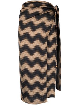 Bazar Deluxe chevron-print midi skirt - Brown