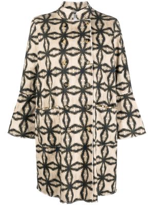 Bazar Deluxe double-breasted geometric print coat - Neutrals