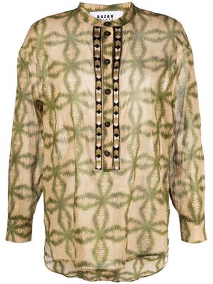 Bazar Deluxe embroidered-placket detail blouse - Neutrals