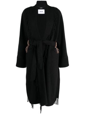 Bazar Deluxe fringed belted coat - Black