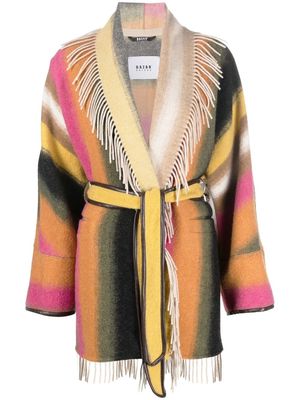 Bazar Deluxe fringed belted coat - Yellow