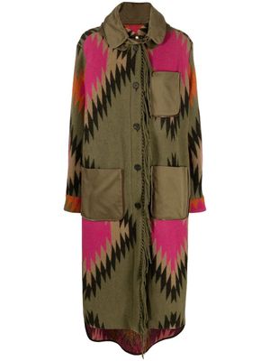 Bazar Deluxe graphic-print single-breasted coat - Green