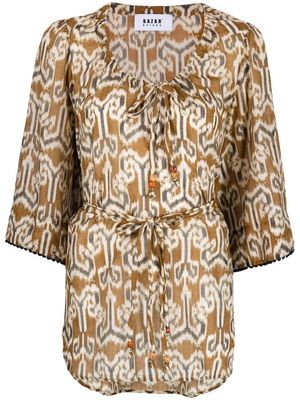 Bazar Deluxe ikat pattern-print tunic - Brown