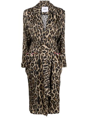 Bazar Deluxe leopard-print tie-fastening coat - Brown