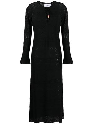 Bazar Deluxe pointelle-knit long-sleeve dress - Black