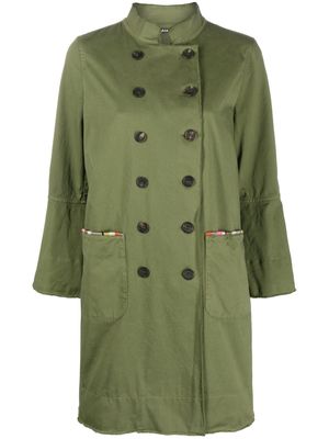 Bazar Deluxe stripe-trimmed double-breasted coat - Green