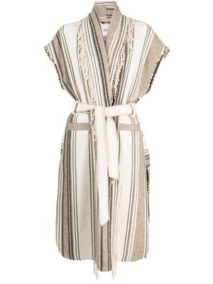 Bazar Deluxe striped sleeveless wrap coat - Neutrals