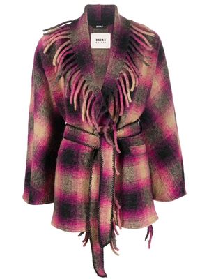Bazar Deluxe tartan fringed coat - Pink