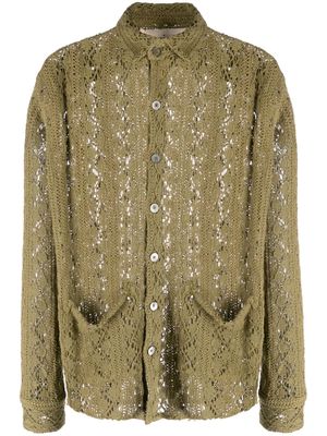 Baziszt crochet-knit cotton shirt - Green
