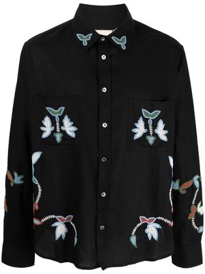 Baziszt embroidered-detail long-sleeve shirt - Black
