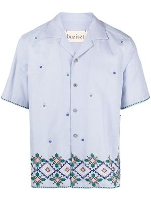 Baziszt embroidered short-sleeve shirt - Blue