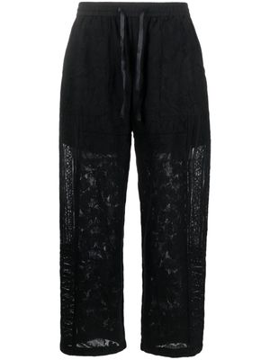 Baziszt floral-lace cropped trousers - Black