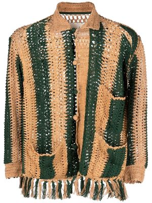 Baziszt fringed crochet overshirt - Green