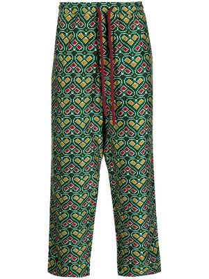 Baziszt geometric-print drawstring trousers - Green
