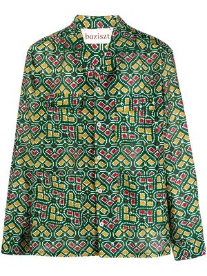 Baziszt geometric-print long sleeve shirt - Green
