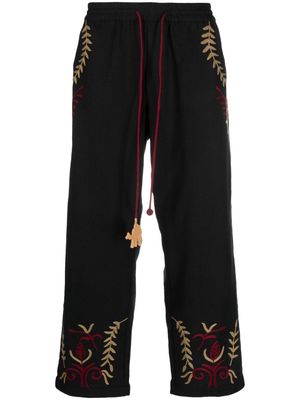 Baziszt Kati embroidered wide-leg cotton trousers - Black