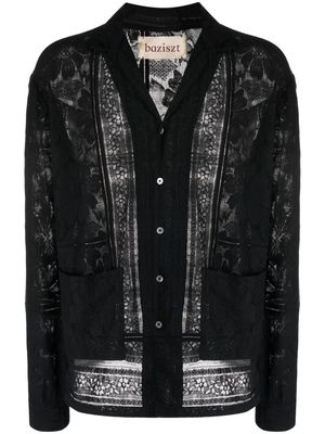 Baziszt Layal floral-lace shirt - Black