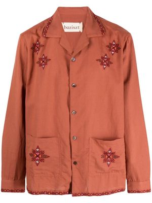 Baziszt Mamoun cotton hemp-blend shirt - Orange