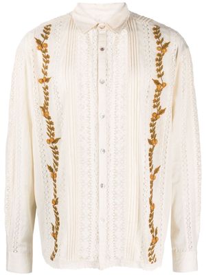 Baziszt Sefseri floral-embroidered shirt - Neutrals