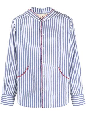 Baziszt striped hooded cotton shirt - Blue