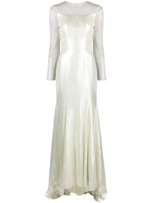 BAZZA ALZOUMAN rhinestone-embellished fishtail gown - Silver