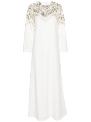 BAZZA ALZOUMAN sequin-embellished kaftan maxi dress - White