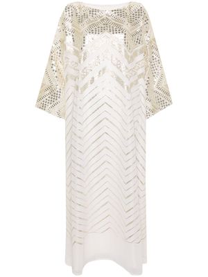 BAZZA ALZOUMAN sequined kaftan maxi dress - White