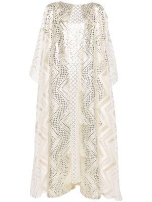 BAZZA ALZOUMAN sequined maxi dress and coat set - White