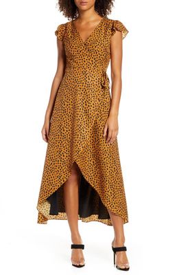BB Dakota by Steve Madden BB Dakota Leopard Print Wrap Midi Dress in Amber