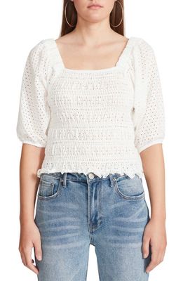 BB Dakota by Steve Madden Smock My Way Eyelet Embroidered Top in White