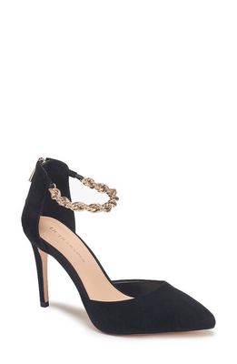 bcbg Ankle Strap Pointed Toe Pump in Black Suede