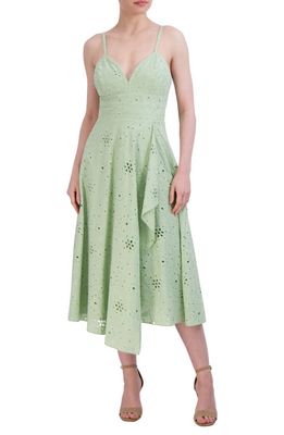 bcbg Cutout Pleated Midi Dress in Smoky Green