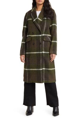 bcbg Double Breasted Coat in Green Brown Plaid