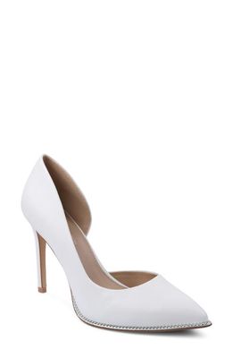 bcbg Harnoy Half d'Orsay Pointed Toe Pump in Bright White Faux Leather