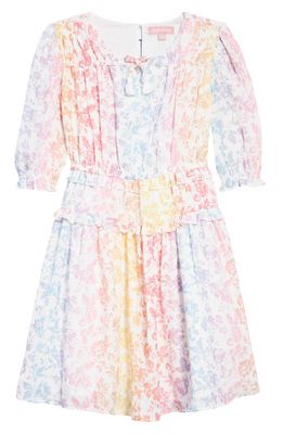 bcbg Kids' Floral Print Ruffle Peasant Dress in Multi