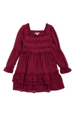 bcbg Kids' Long Sleeve Chiffon Dress in Cranberry