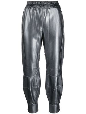 BCBG Max Azria elasticated-waistband faux-leather joggers - Grey