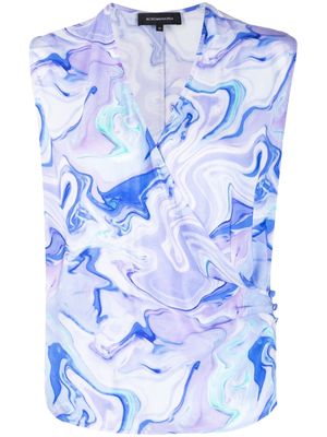BCBG Max Azria marbled-pattern sleeveless blouse - Blue
