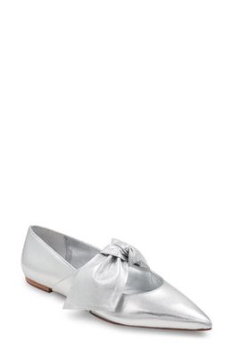 bcbg Prely Pointed Toe Flat in Silver