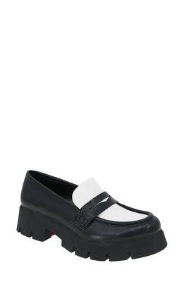 bcbg Rama Platform Penny Loafer in Black-Cloud Dancer