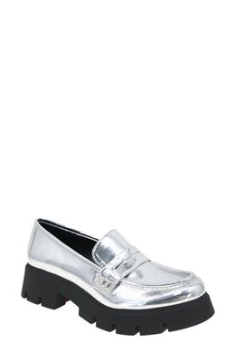bcbg Rama Platform Penny Loafer in Silver