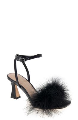 bcbg Relby Faux Feather Sandal in Black