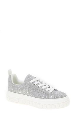 bcbg Riso Platform Sneaker in Silver Rhinestones